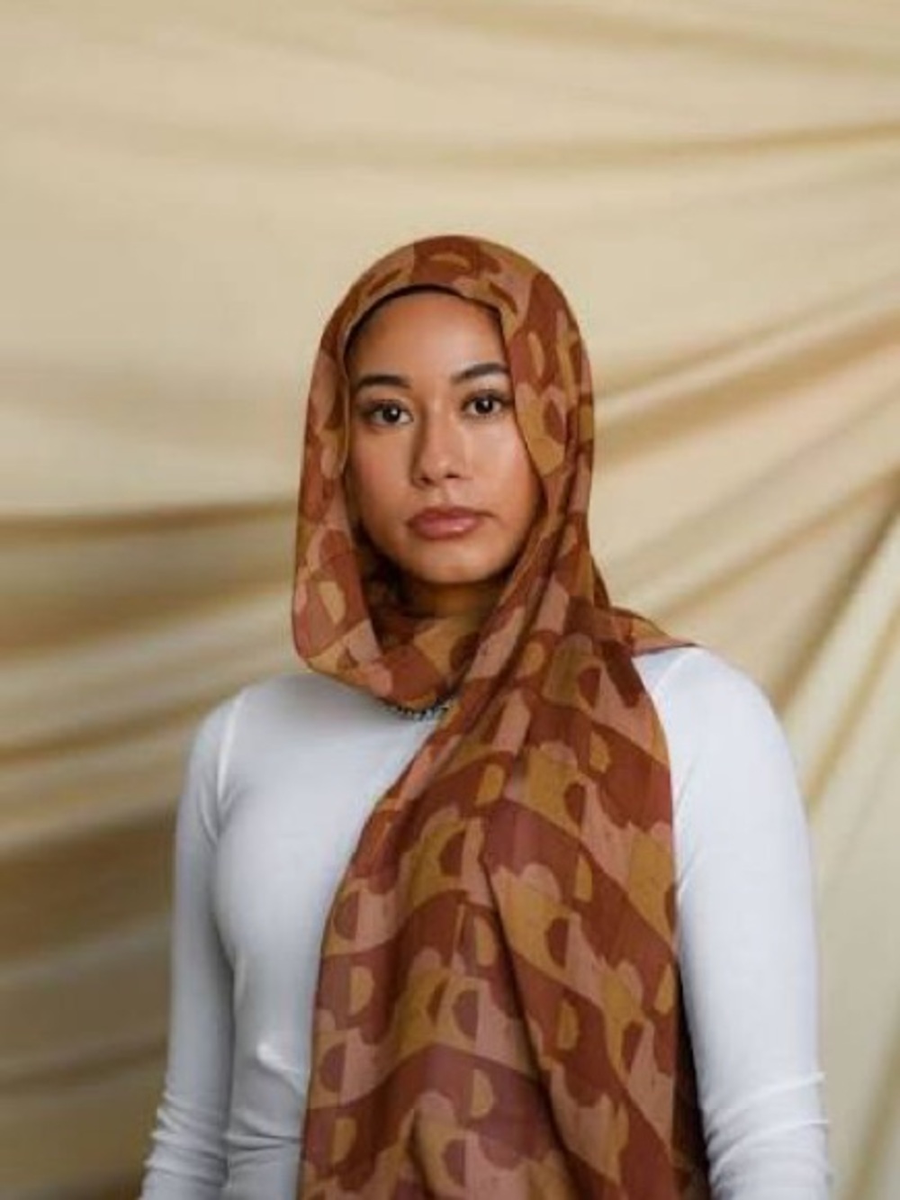 Brown & Tan Abstract Pattern Hijab Scarf